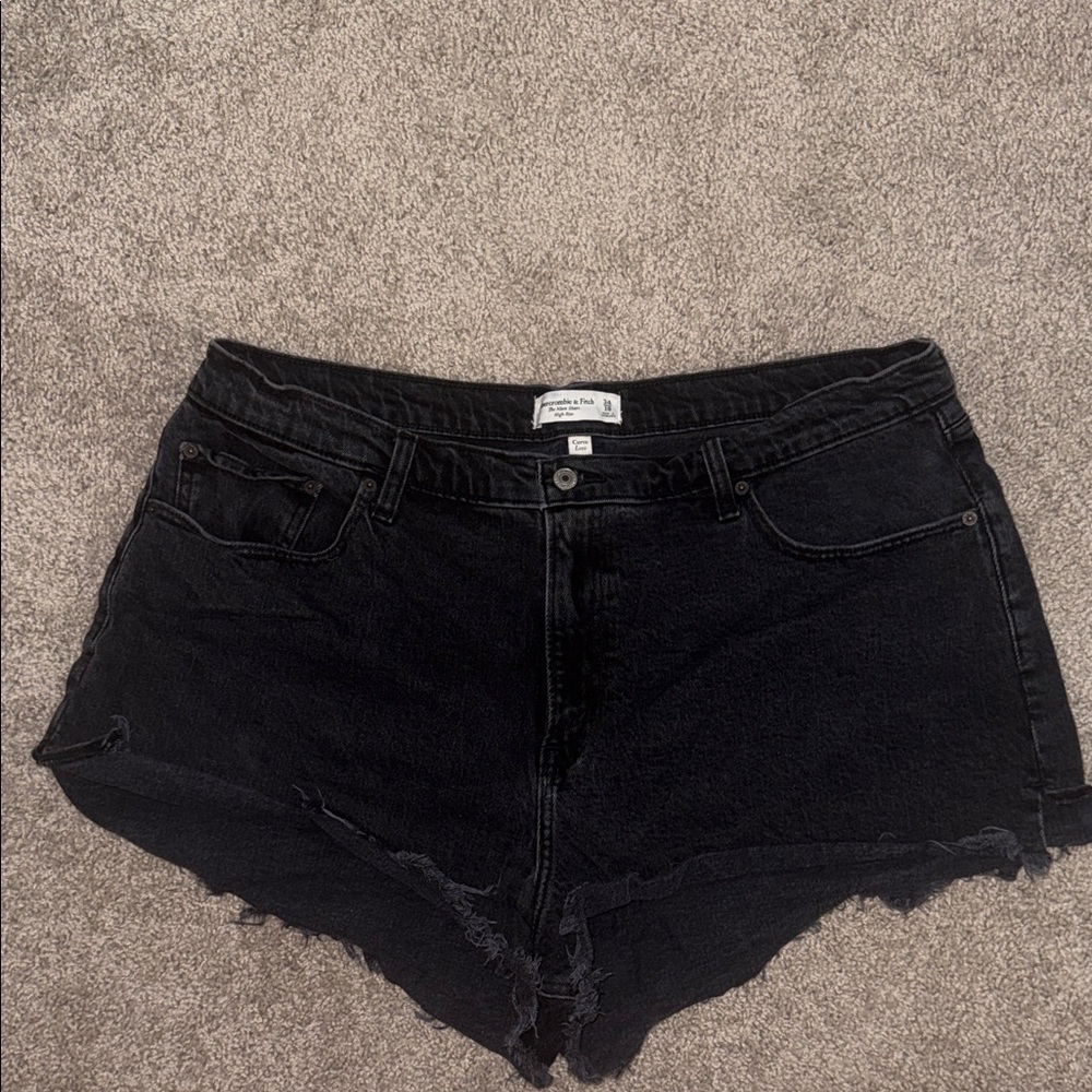 Abercrombie & Fitch Black Denim Frayed Hem Shorts